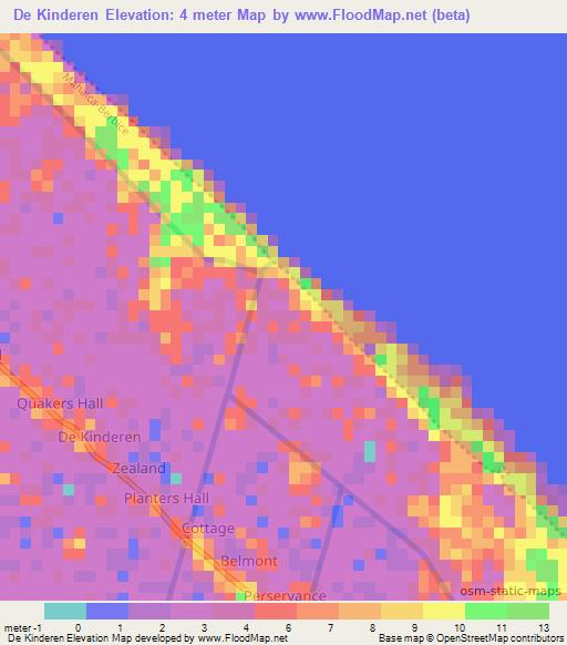 De Kinderen,Guyana Elevation Map