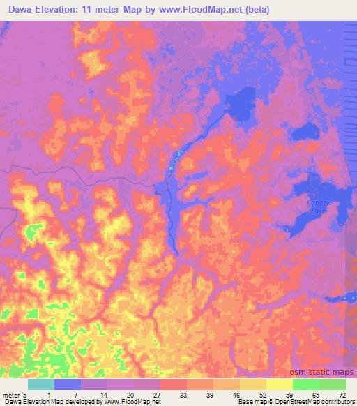 Dawa,Guyana Elevation Map