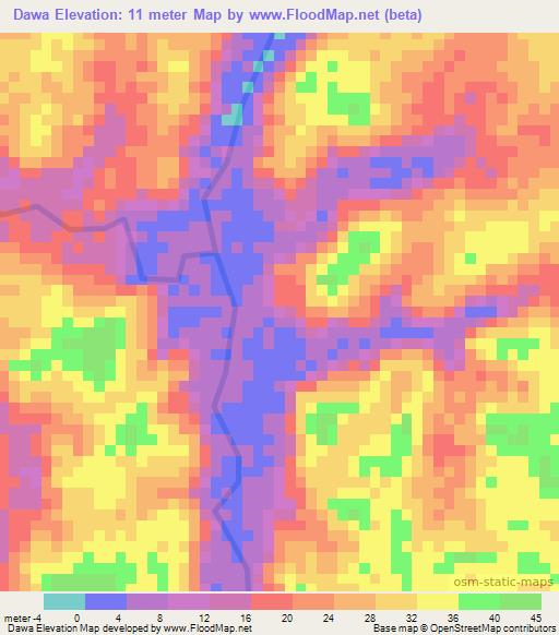 Dawa,Guyana Elevation Map