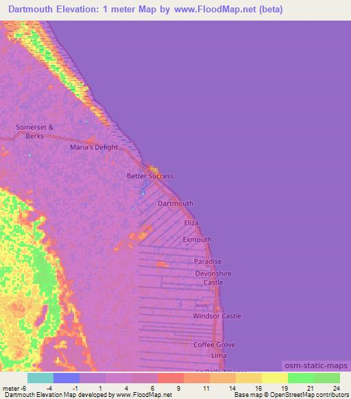 Dartmouth,Guyana Elevation Map