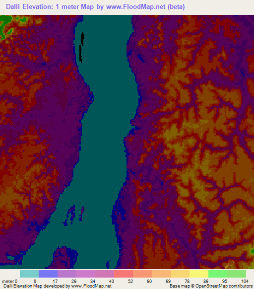 Dalli,Guyana Elevation Map