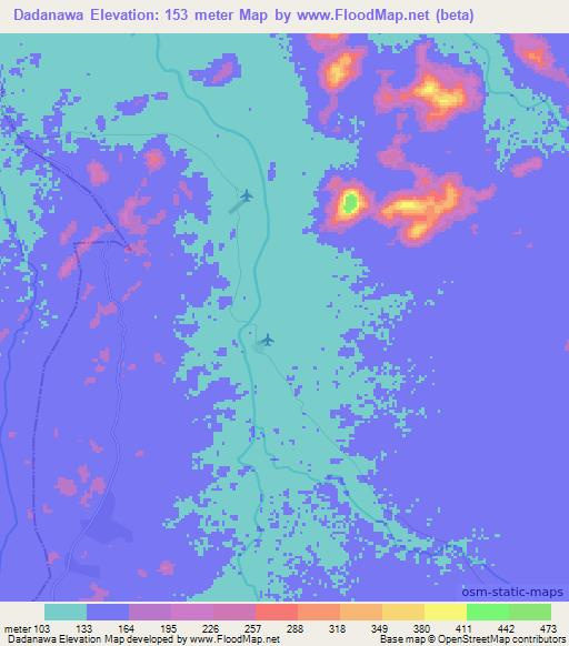 Dadanawa,Guyana Elevation Map