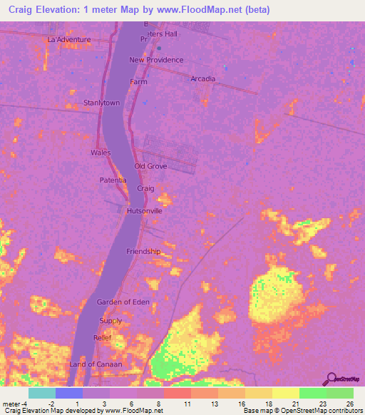 Craig,Guyana Elevation Map