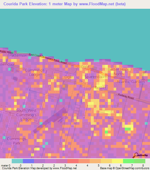 Courida Park,Guyana Elevation Map