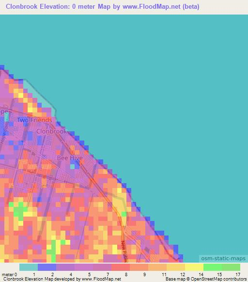 Clonbrook,Guyana Elevation Map