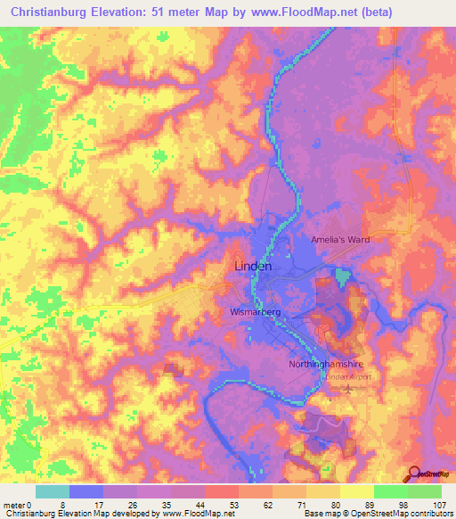 Christianburg,Guyana Elevation Map