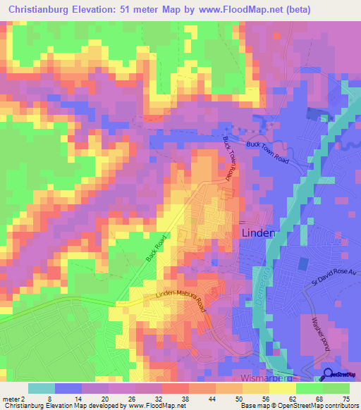 Christianburg,Guyana Elevation Map