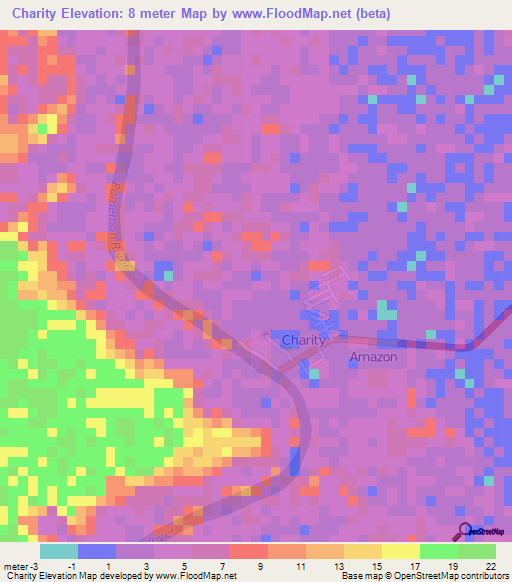 Charity,Guyana Elevation Map