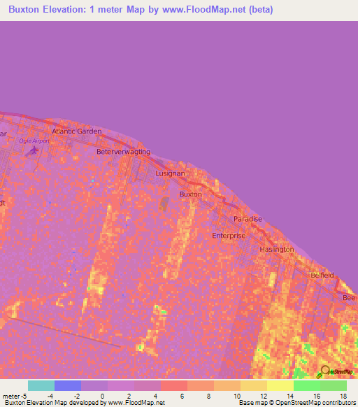 Buxton,Guyana Elevation Map