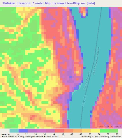 Butukari,Guyana Elevation Map