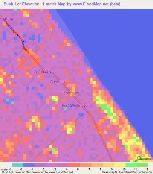 Bush Lot,Guyana Elevation Map