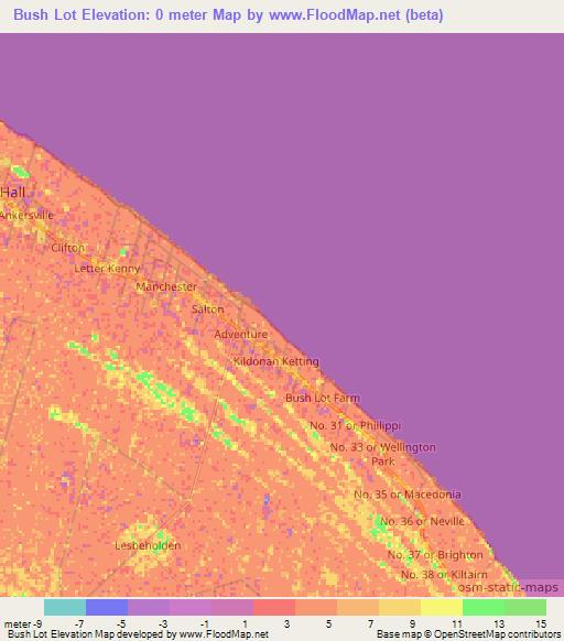 Bush Lot,Guyana Elevation Map