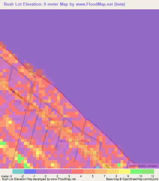 Bush Lot,Guyana Elevation Map