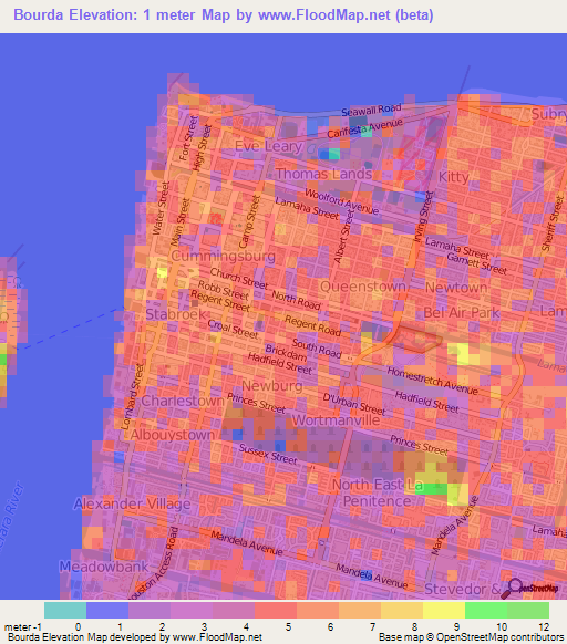 Bourda,Guyana Elevation Map