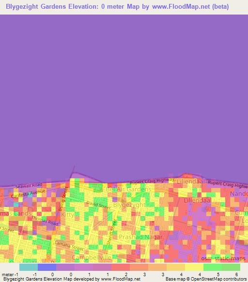 Blygezight Gardens,Guyana Elevation Map