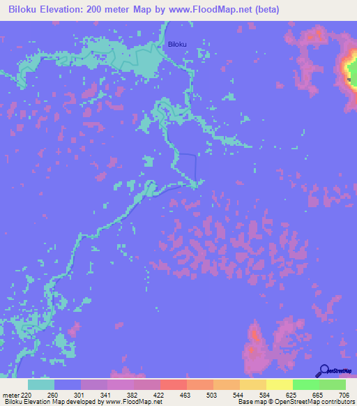 Biloku,Guyana Elevation Map