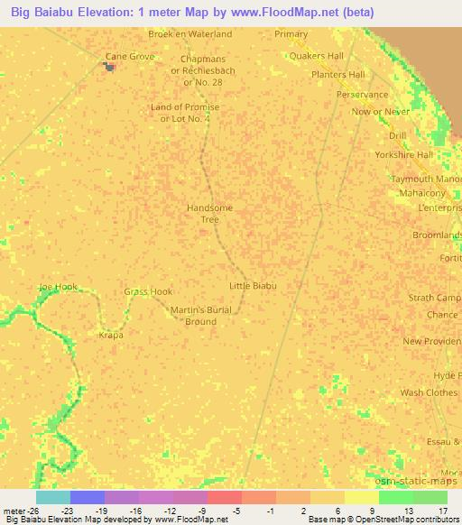 Big Baiabu,Guyana Elevation Map