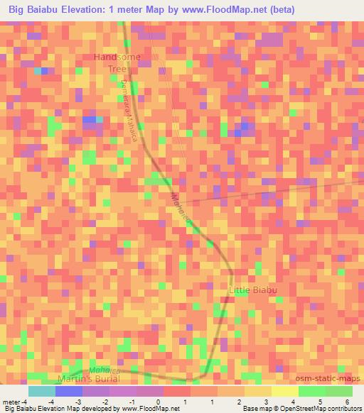 Big Baiabu,Guyana Elevation Map