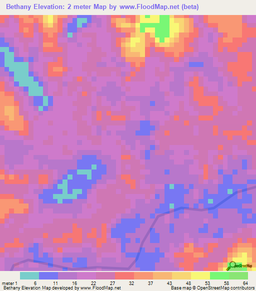 Bethany,Guyana Elevation Map