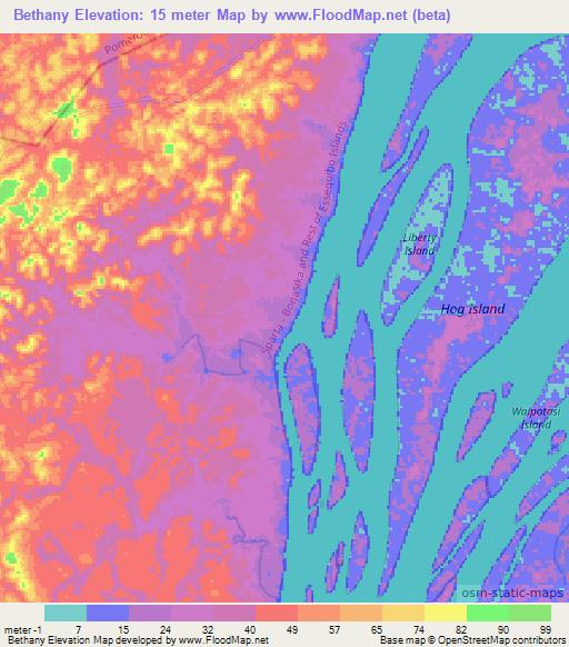 Bethany,Guyana Elevation Map