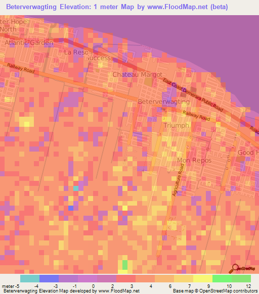 Beterverwagting,Guyana Elevation Map