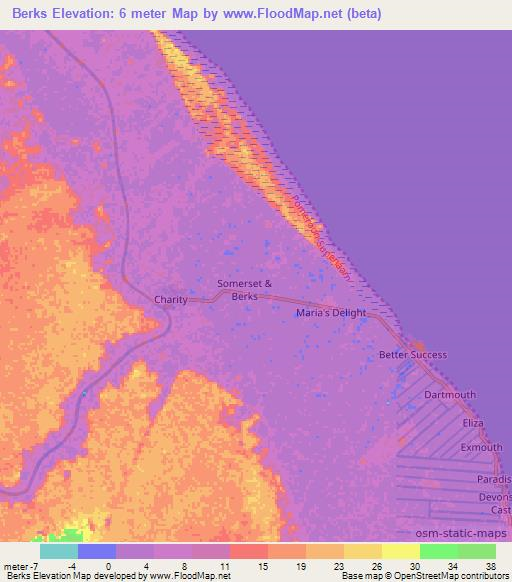 Berks,Guyana Elevation Map