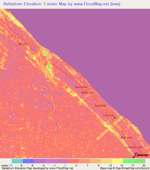 Belladrum,Guyana Elevation Map