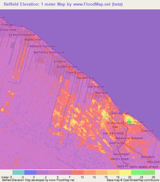 Belfield,Guyana Elevation Map