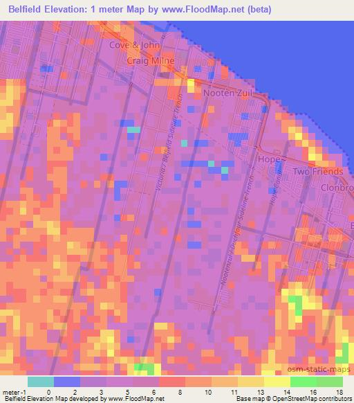Belfield,Guyana Elevation Map
