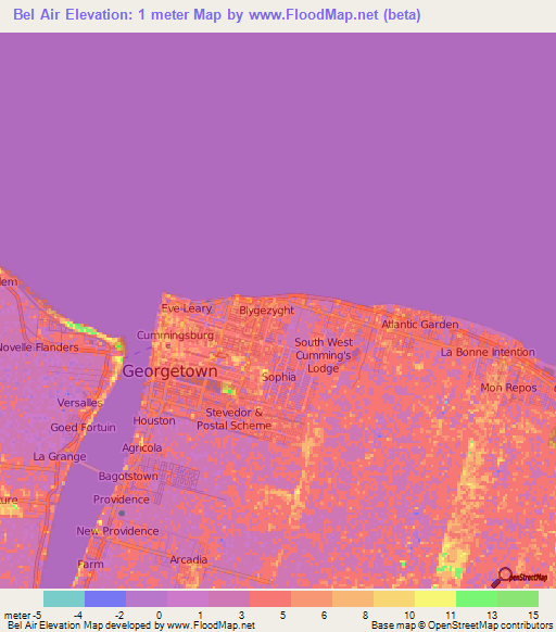 Bel Air,Guyana Elevation Map