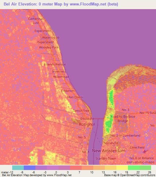 Bel Air,Guyana Elevation Map