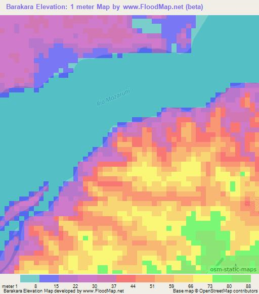 Barakara,Guyana Elevation Map