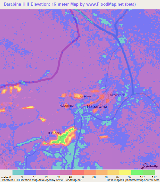 Barabina Hill,Guyana Elevation Map