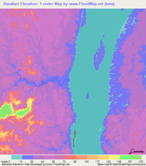 Banakari,Guyana Elevation Map