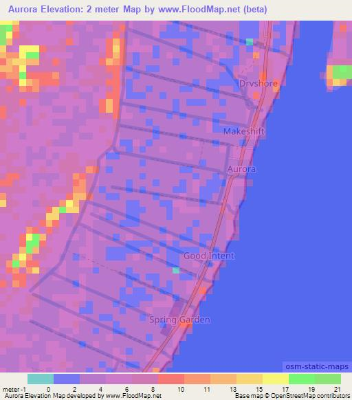 Aurora,Guyana Elevation Map