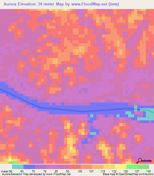 Aurora,Guyana Elevation Map