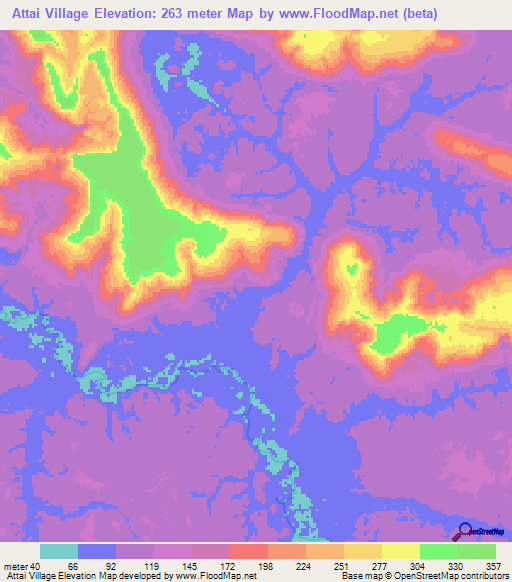 Attai Village,Guyana Elevation Map