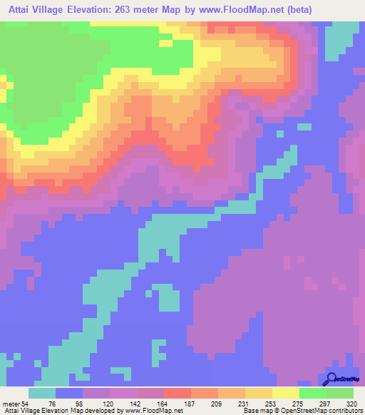 Attai Village,Guyana Elevation Map