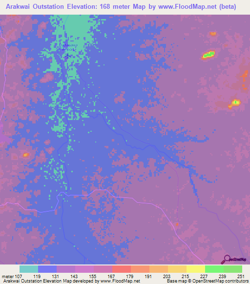 Arakwai Outstation,Guyana Elevation Map