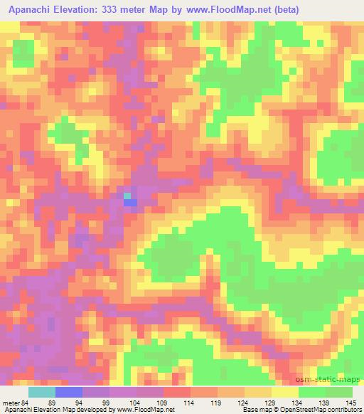 Apanachi,Guyana Elevation Map