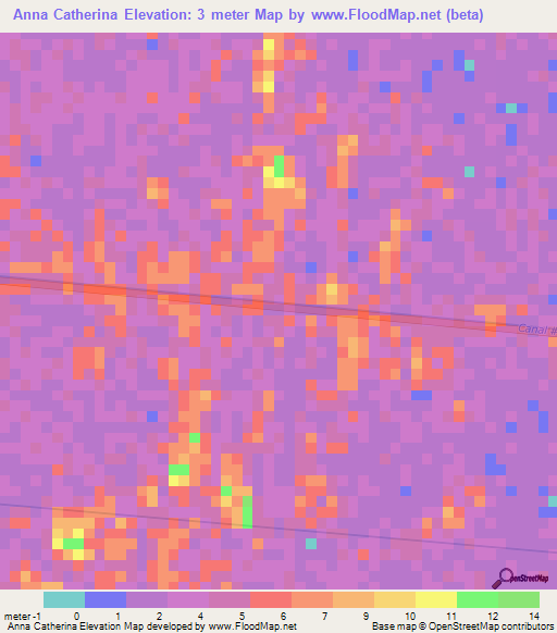 Anna Catherina,Guyana Elevation Map