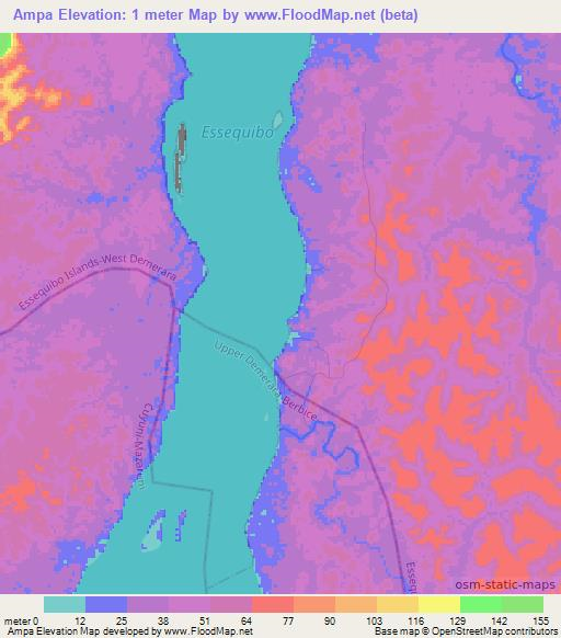 Ampa,Guyana Elevation Map