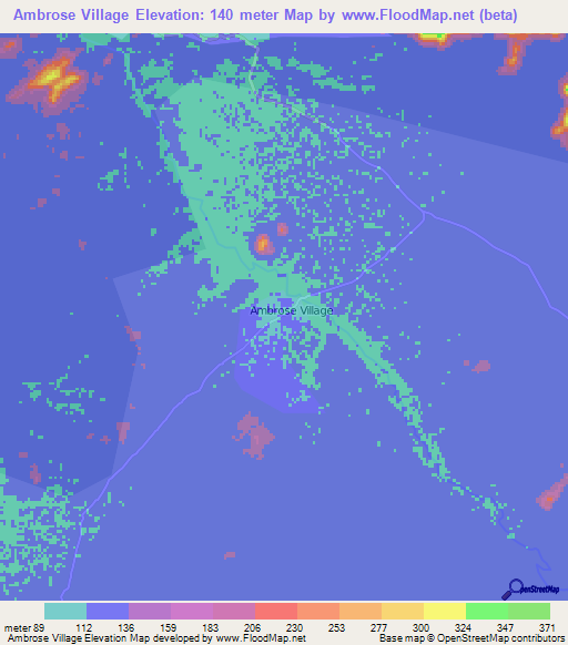 Ambrose Village,Guyana Elevation Map