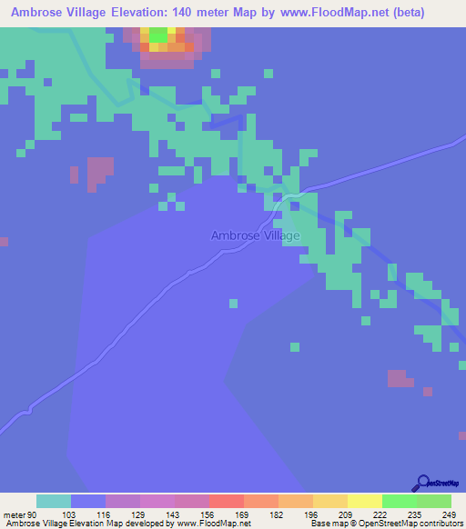 Ambrose Village,Guyana Elevation Map