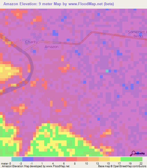 Amazon,Guyana Elevation Map