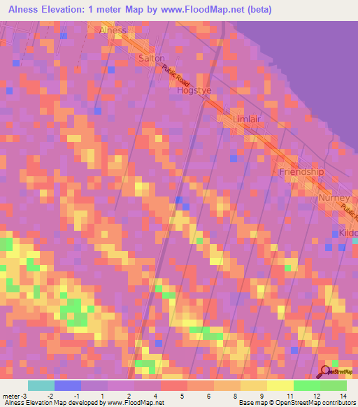 Alness,Guyana Elevation Map