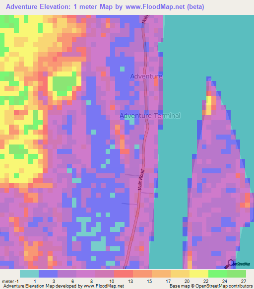 Adventure,Guyana Elevation Map