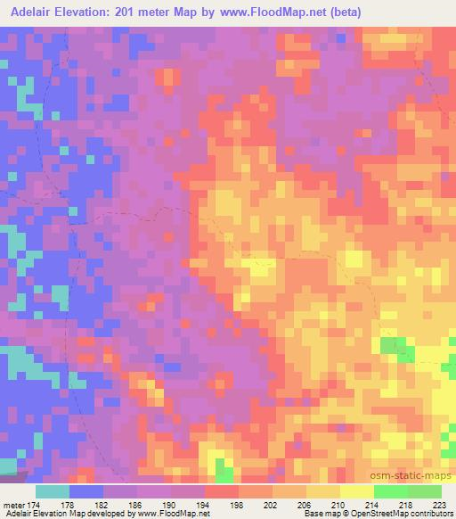 Adelair,Guyana Elevation Map