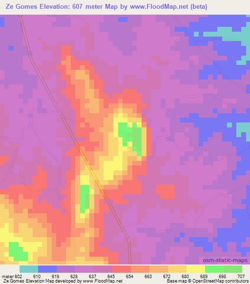 Ze Gomes,Brazil Elevation Map