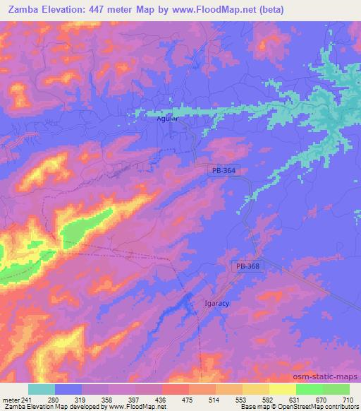 Zamba,Brazil Elevation Map